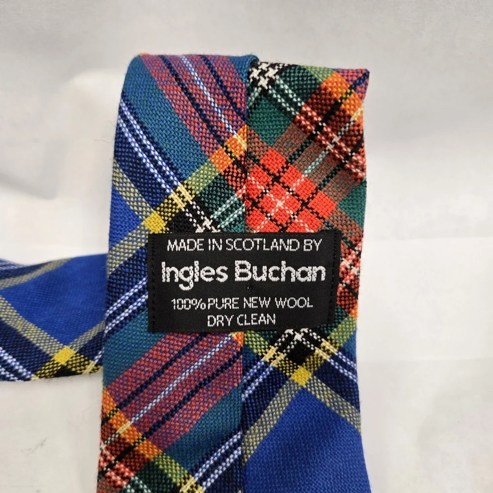 Ingles Buchan Scotland Wool Tartan Plaid Tie Blue Green Red Mens Necktie 56x3.5